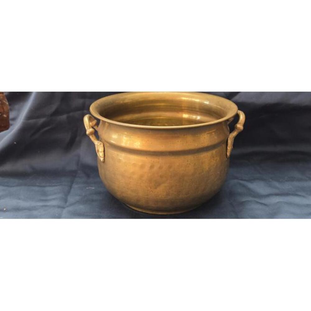Vintage Brass Pot with Decorative Handles
